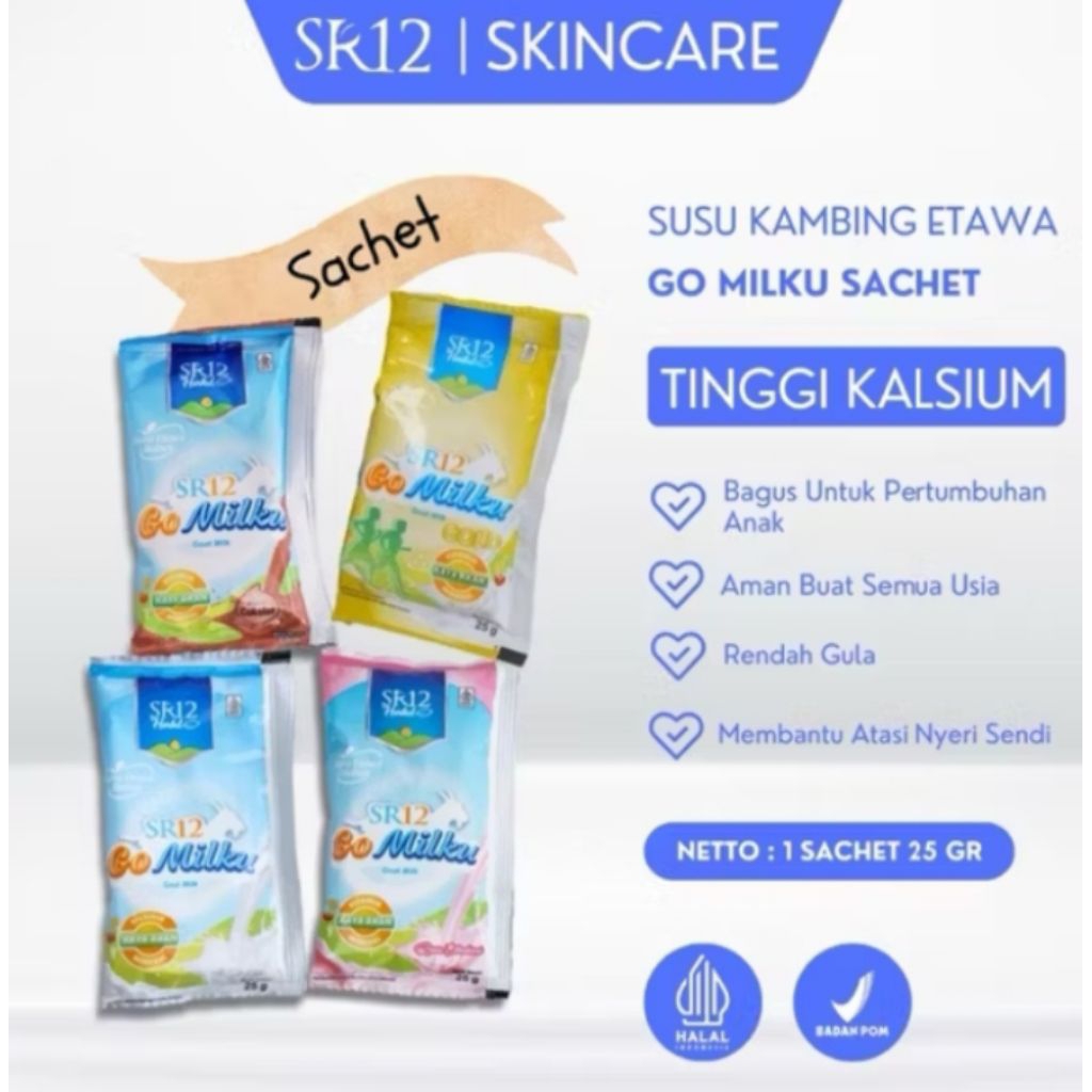 

GOMILKU SR12 KEMASAN SACHET SUSU ETAWA PREMIUM NON GULA NON KRIMER GOMILKU SR12 RENTENGAN SUSU KAMBING MURNI