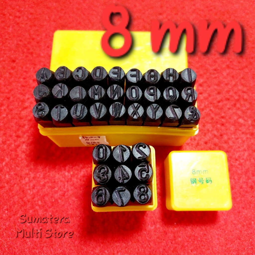 Stempel Cetakan Ketok Huruf A-Z dan Nomor / Angka 8 mm Lobang Baja Kulit - Drip / Pon Angka / Huruf