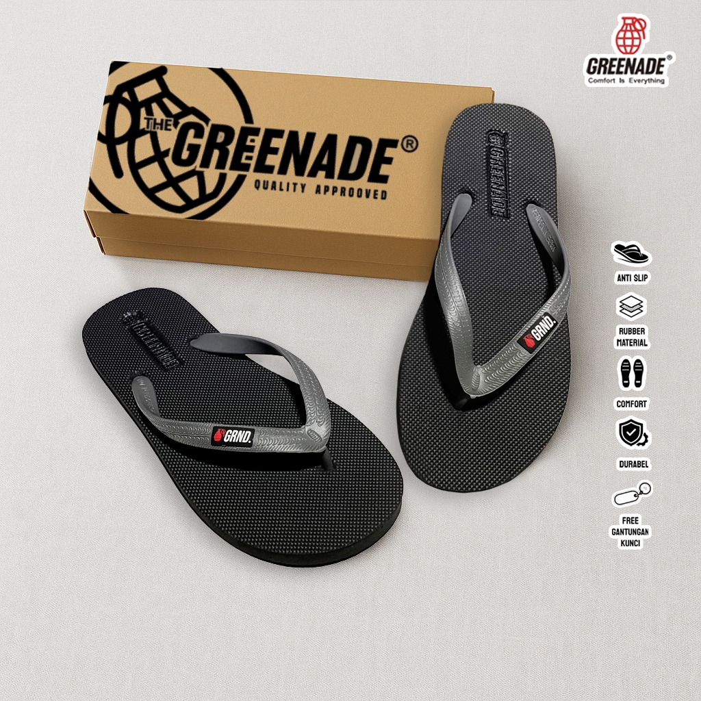 Sandal Japit Pria Empuk Dan Ringan High Quality Warna Hitam Abu Santai Rumah Pantai Design Embos Ant