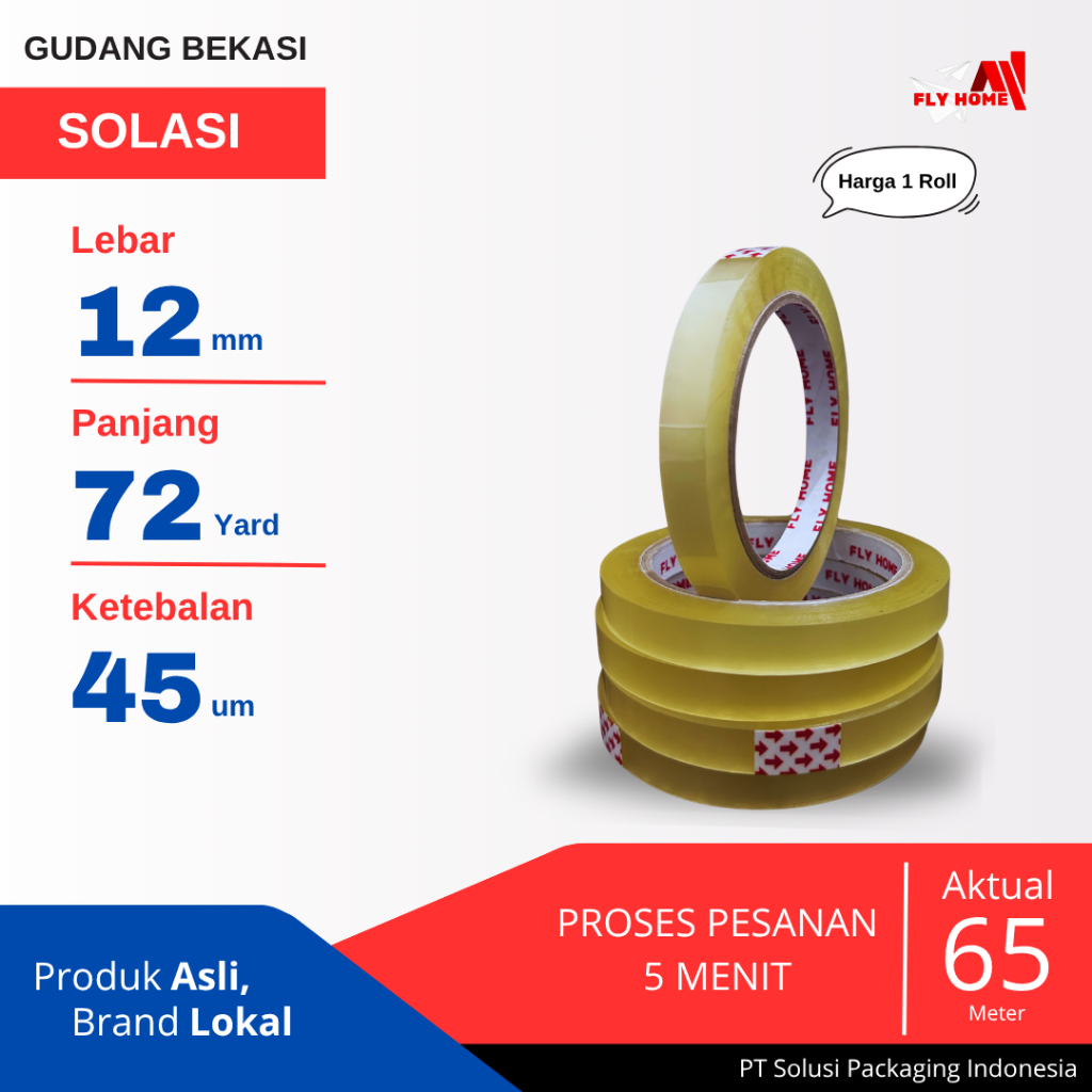 

FLYHOME 1Roll Lakban Solasi 12x72Y 1/2inci 65METER 72 Yard