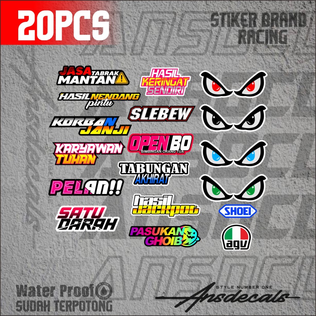 

stiker pack paket stiker kata - kata isi paket 20pcs bahan premium cutting anti luntur