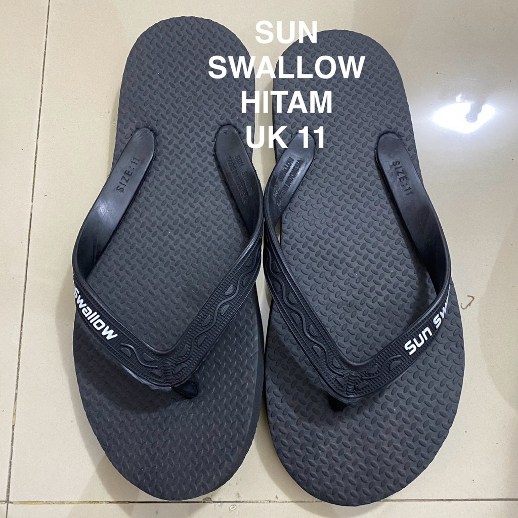 READY SANDAL JEPIT KARET SUN SWALLOW HITAM CEWEK COWOK Karet Sandal Jepit Sun Swallow Hitam Original