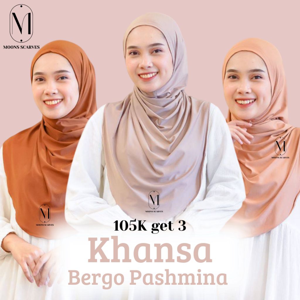 Moons Scarves - Bergo Pashmina Khansa Bergo Syar'i Hijab Syar'i Kerudung Syar'i Bergo Kekinian Bergo