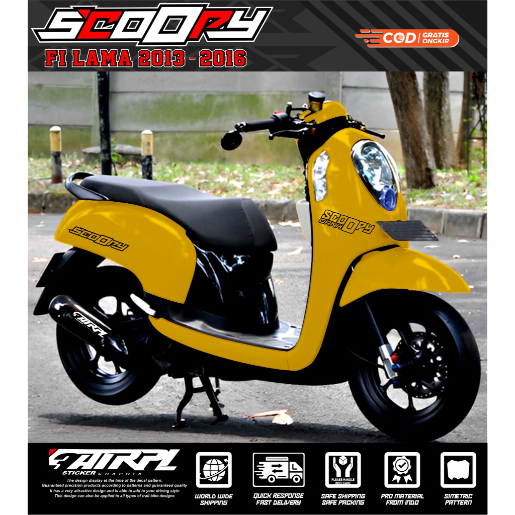 Decal Sticker Scoopy Fi lama 2013 2014 2015 2016 decal scoopy polos fullbody Full Blok - Dekal Stick