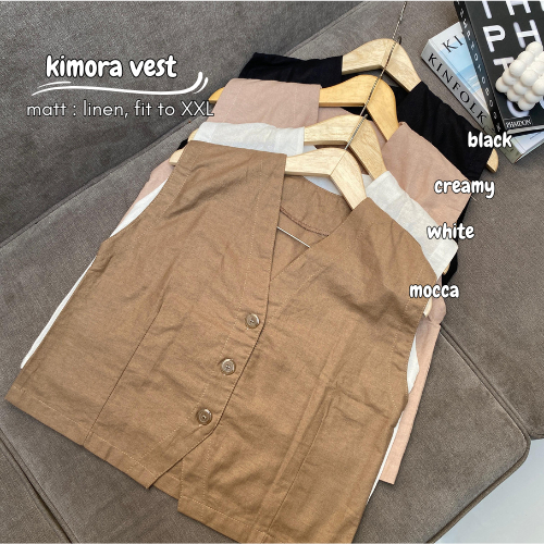VEST LINEN KANCING / KIMORA VEST WANITA / ROMPI VEST LINEN BEST SELLER / VEST OUTER KOREAN LOOK