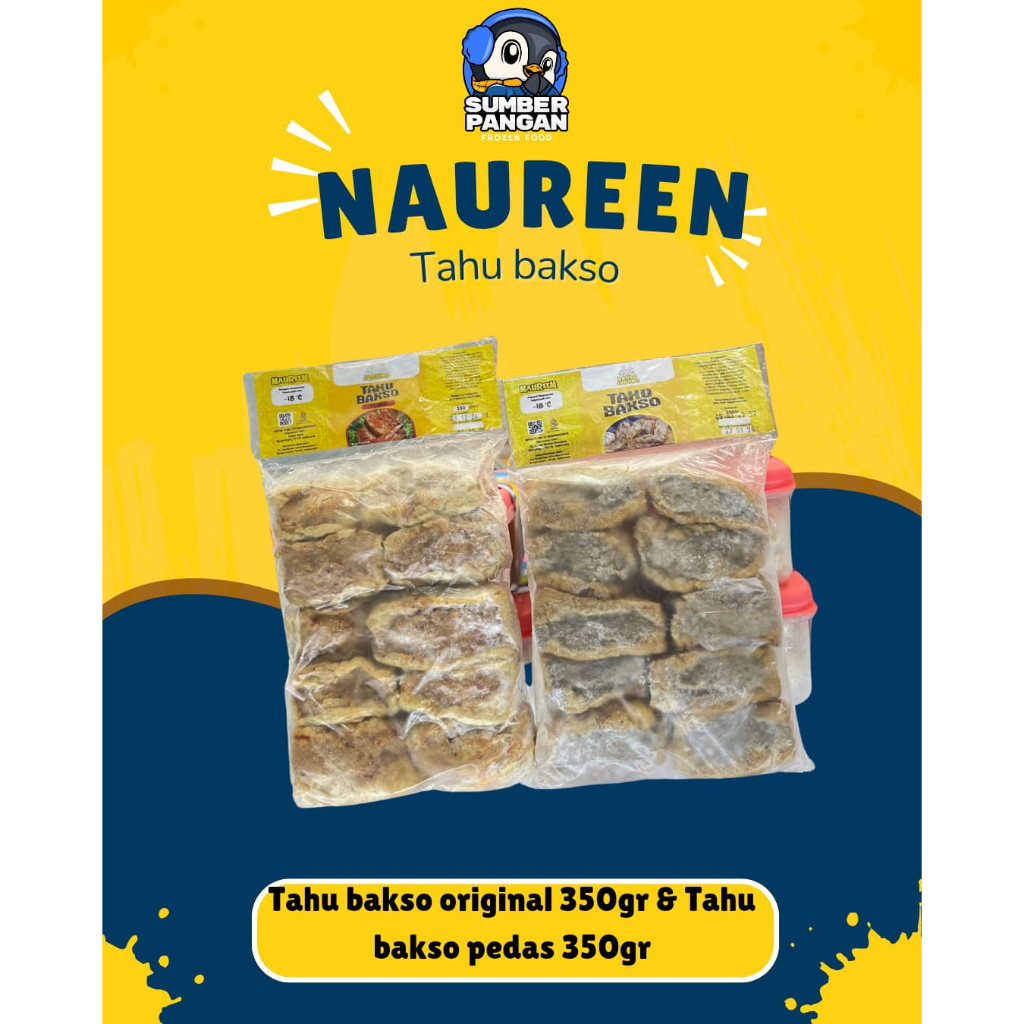 

Naureen tahu bakso original & pedas 350gr (isi 10pcs)