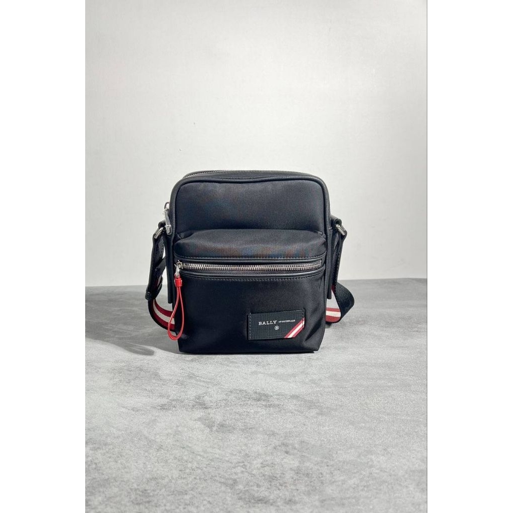 BALLY Faara Explore Crossbody Bag in Black Leather and Nylon