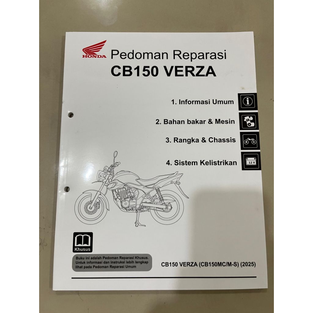 buku pedoman reparasi CB150 VERZA 2025