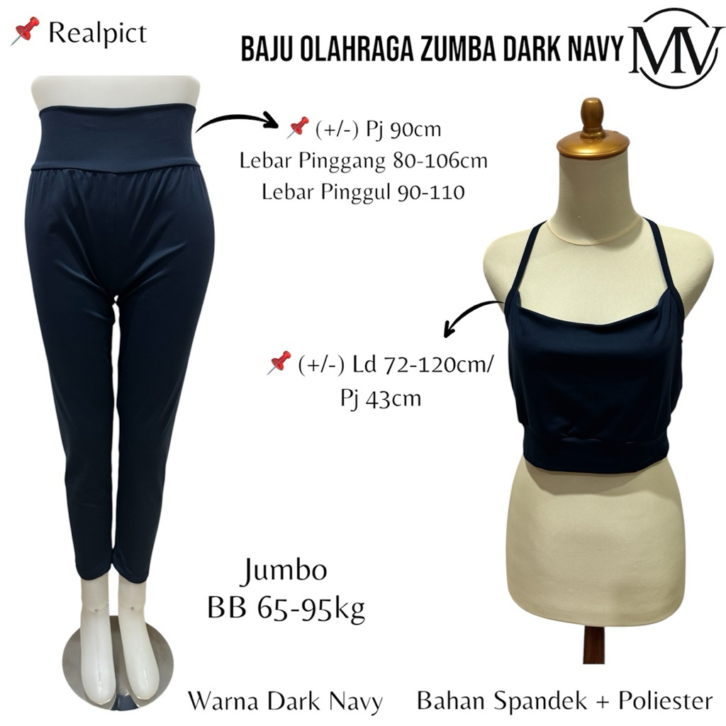 Baju Olahraga Zumba Dark Navy Preloved