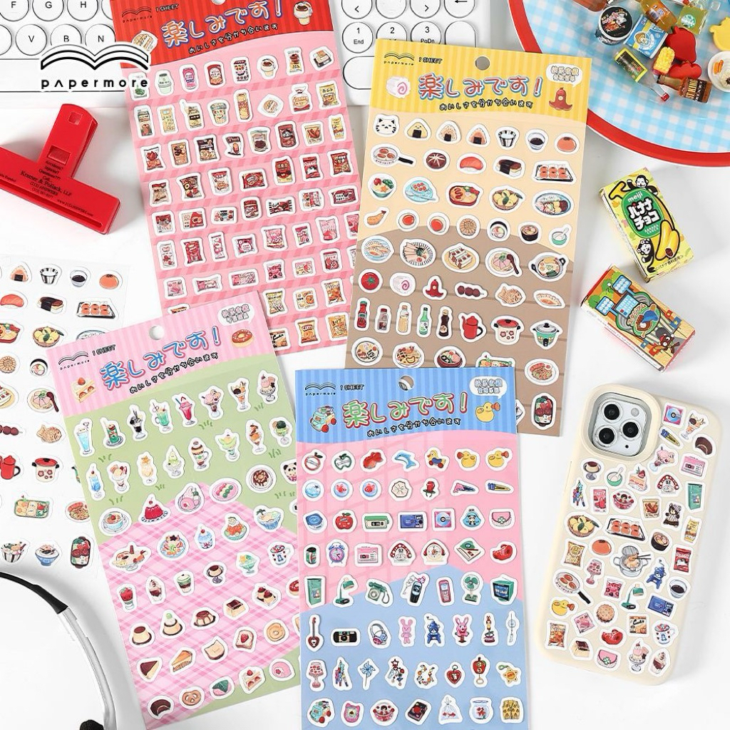 

[B935] Seri Koleksi Japanese Happy PaperMore Stiker Kertas Sintetis Makanan Penutup Buku Catatan Stiker Dekoratif DIY