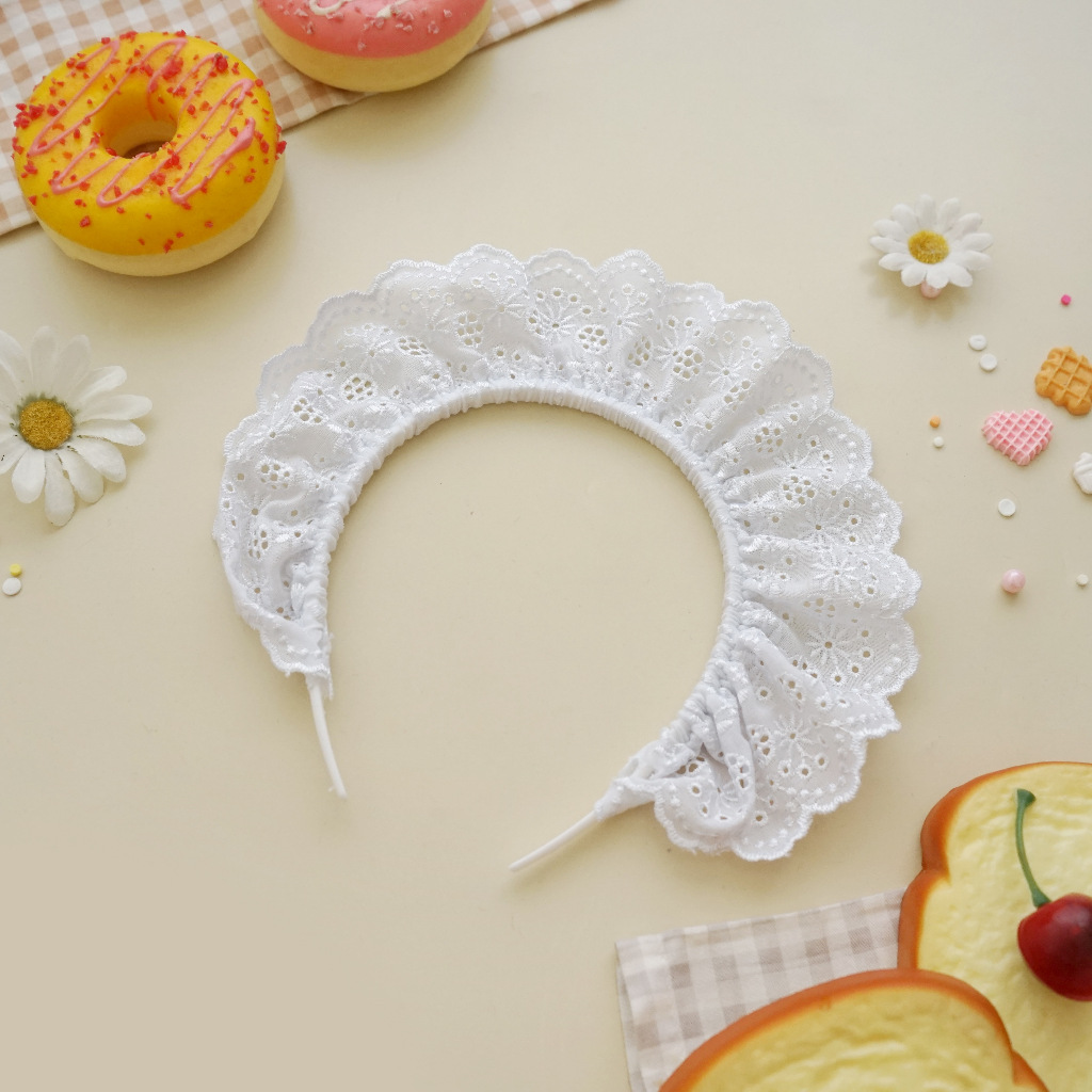 D3W! Bando Maid Anak dan Dewasa Bando Renda Katun Bando Cosplay Pelayan Classic Headband Cosplay
