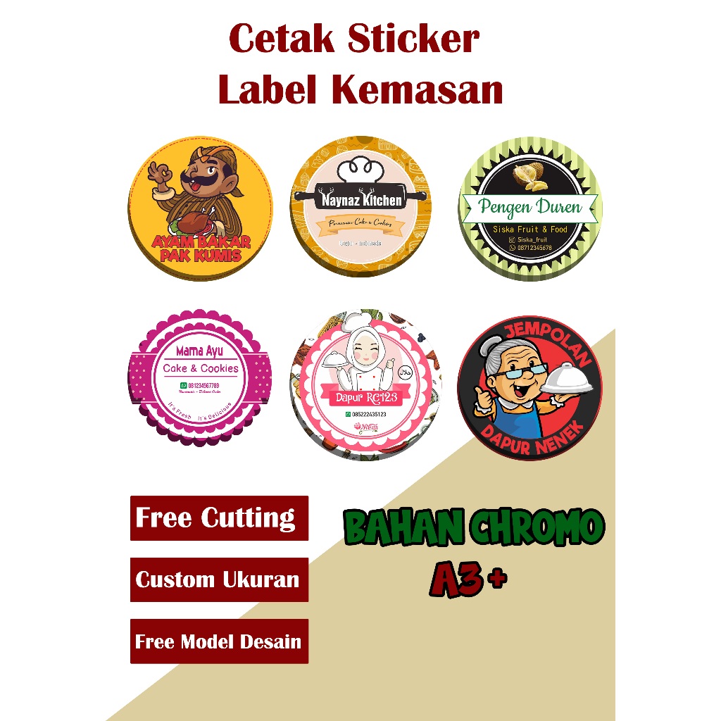 

cetak sticker bontax glossy/ bontax HVS/ label olshop logo/ logo makanan/ logo minuman
