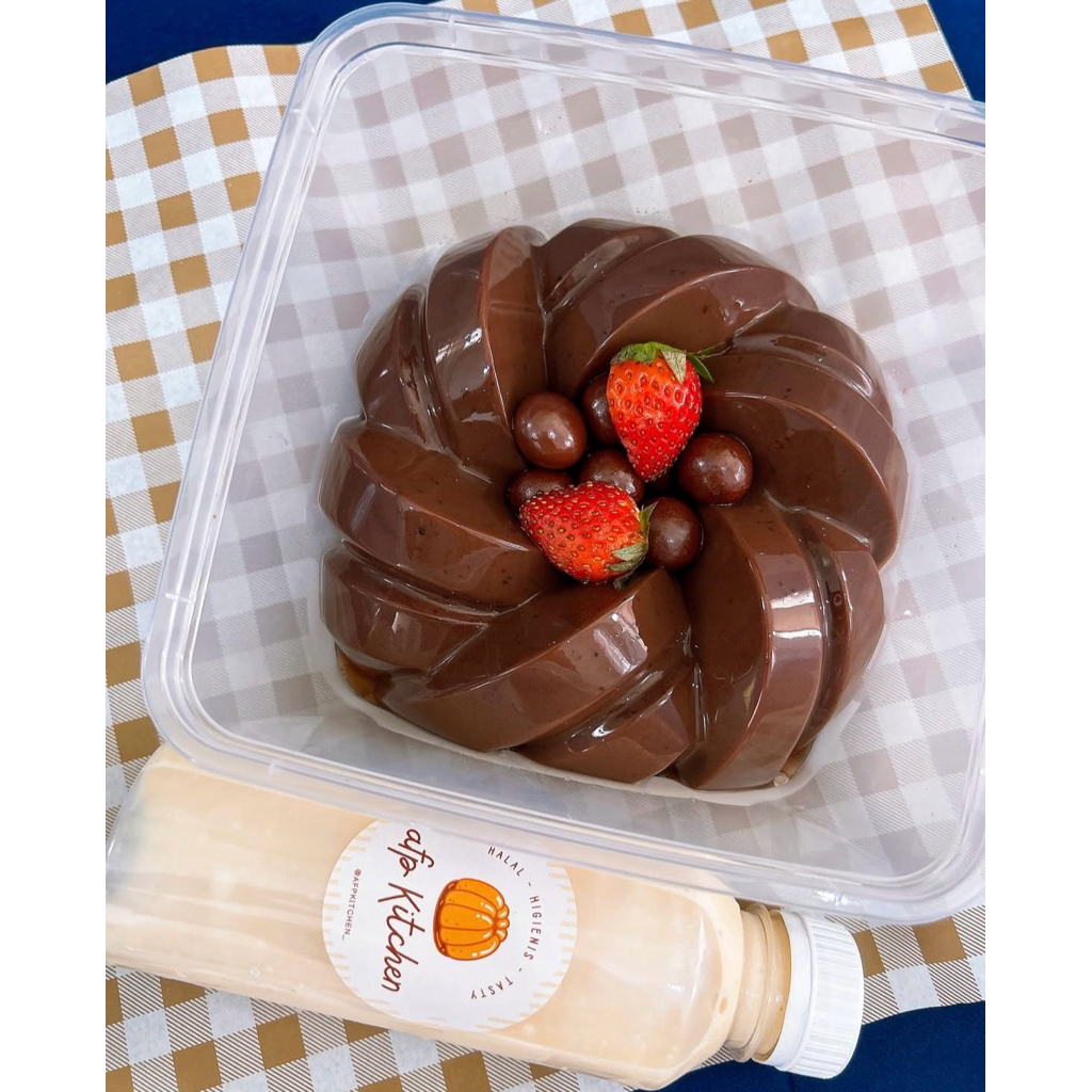

puding cokelat vla vanila