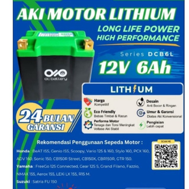 aki motor Lithium DC baterai 12V 6Ah / 12volt 6amper