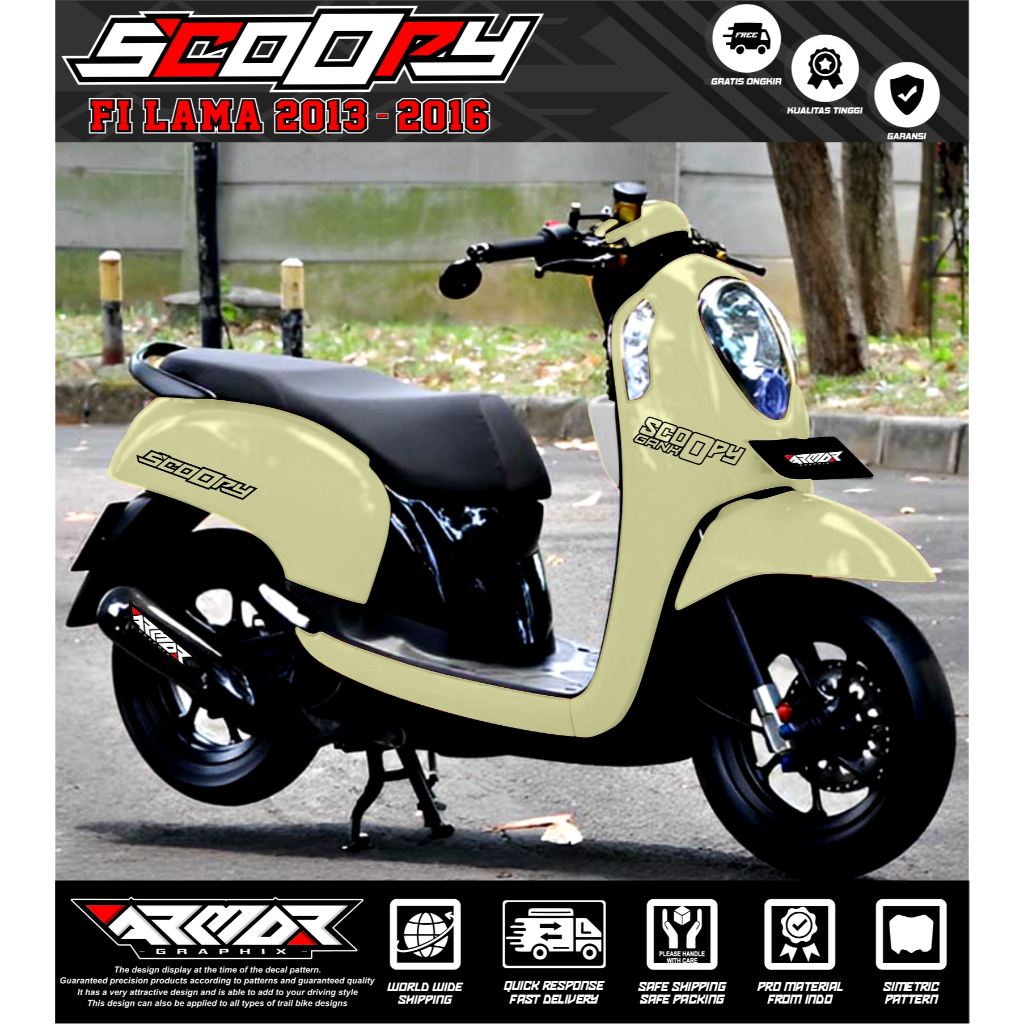 Decal Sticker Scoopy Fi lama 2013 2014 2015 2016 decal scoopy Polos fullbody Full Blok Dekal Sticker
