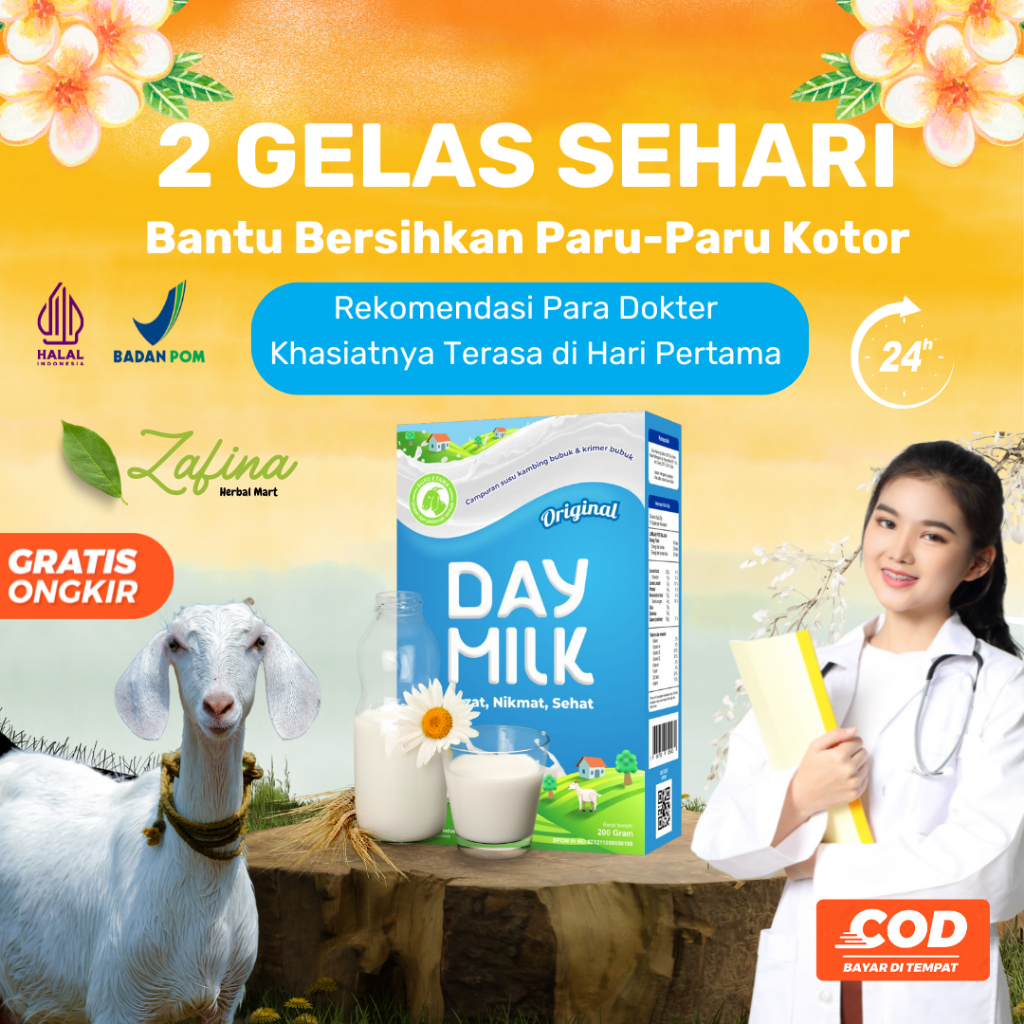 

Susu Kambing Etawa Bubuk DAYMILK 200gram Halal BPOM Menjaga Kesehatan Tulang dan Sendi