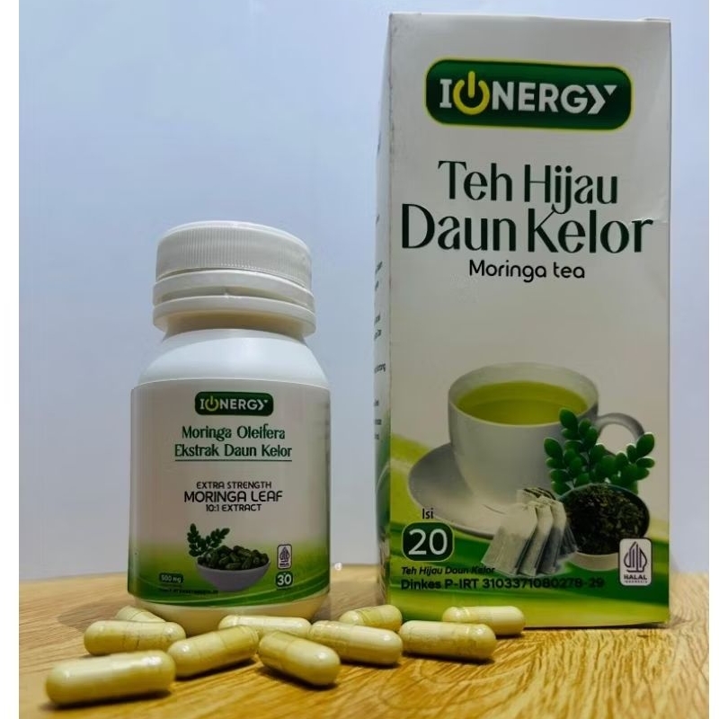 

PROMO BUNDLING IONERGY Teh Hijau Daun Kelor ( 20 tea bag ) dan IONERGY Ekstrak Daun Kelor ( 30 capsule ) BPOM✅️ HALAL✅️