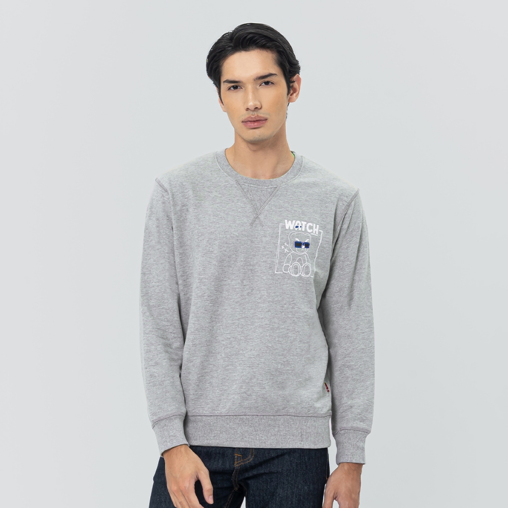 EDWIN JEANS - Sweatshirt Pria Lengan Panjang ICELAND LIGHT GREY Sweater Pria