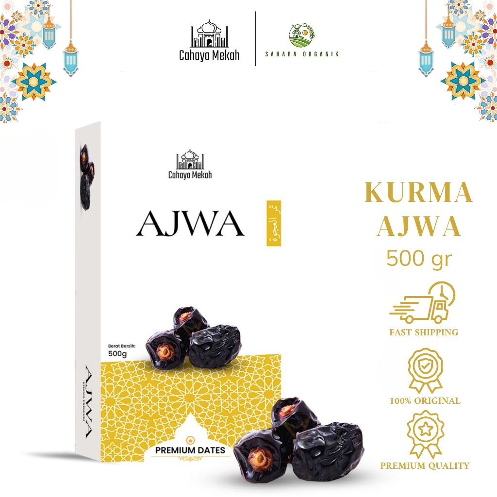 

Cahaya Mekah Kurma Ajwa 500 gram Premium Kurma Rasul Manis Lembut Kaya Manfaat untuk Kesehatan