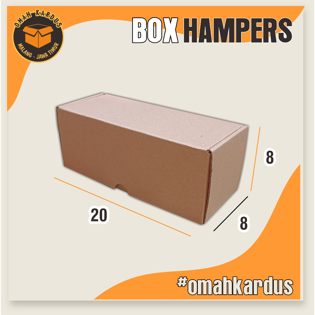 

Box Hampers 20x8x8 cm E FLUTE | kardus box polos | kardus diecut | box diecut | box hampers | box gift | kardus baju | kardus dus box