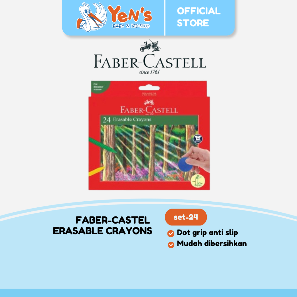 

Faber-Castell Krayon Erasable Crayons set-24 - Tidak beracun, aman untuk anak-anak