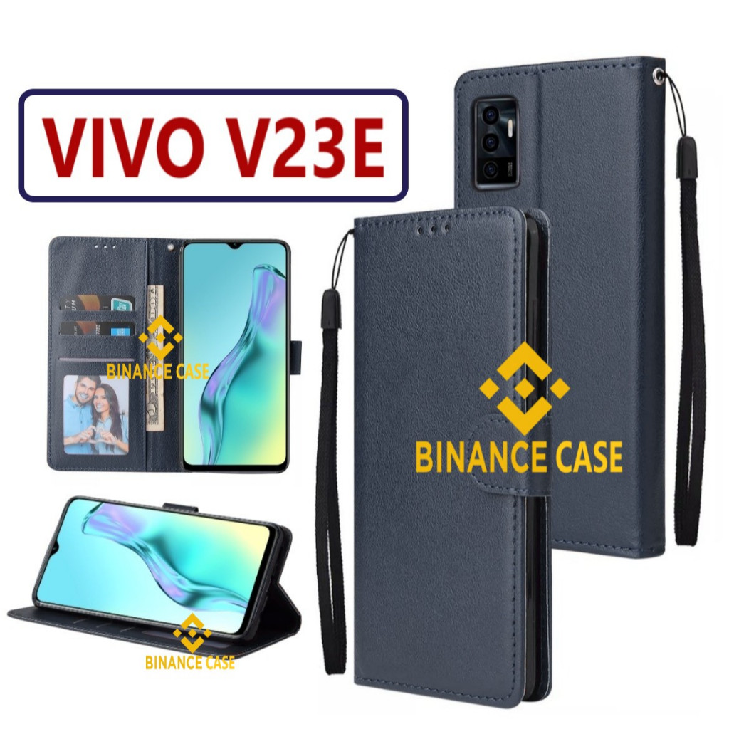 LEATHER FLIP CASE VIVO V23E CASE KULIT FLIP WALLET LEATHER KULIT PREMIUM SARUNG BUKA TUTUP KESING HP