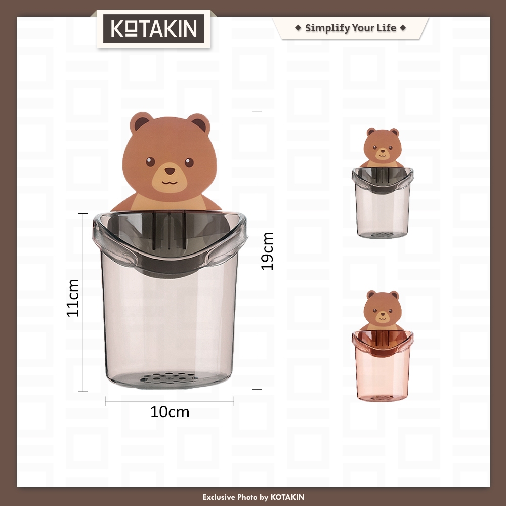 HOT SALE KOTAKIN TEMPAT SIKAT GIGI TEMPEL DINDING KAMAR MANDI HOLDER BEAR RAK ODOL BRUSH SABUN ANAK