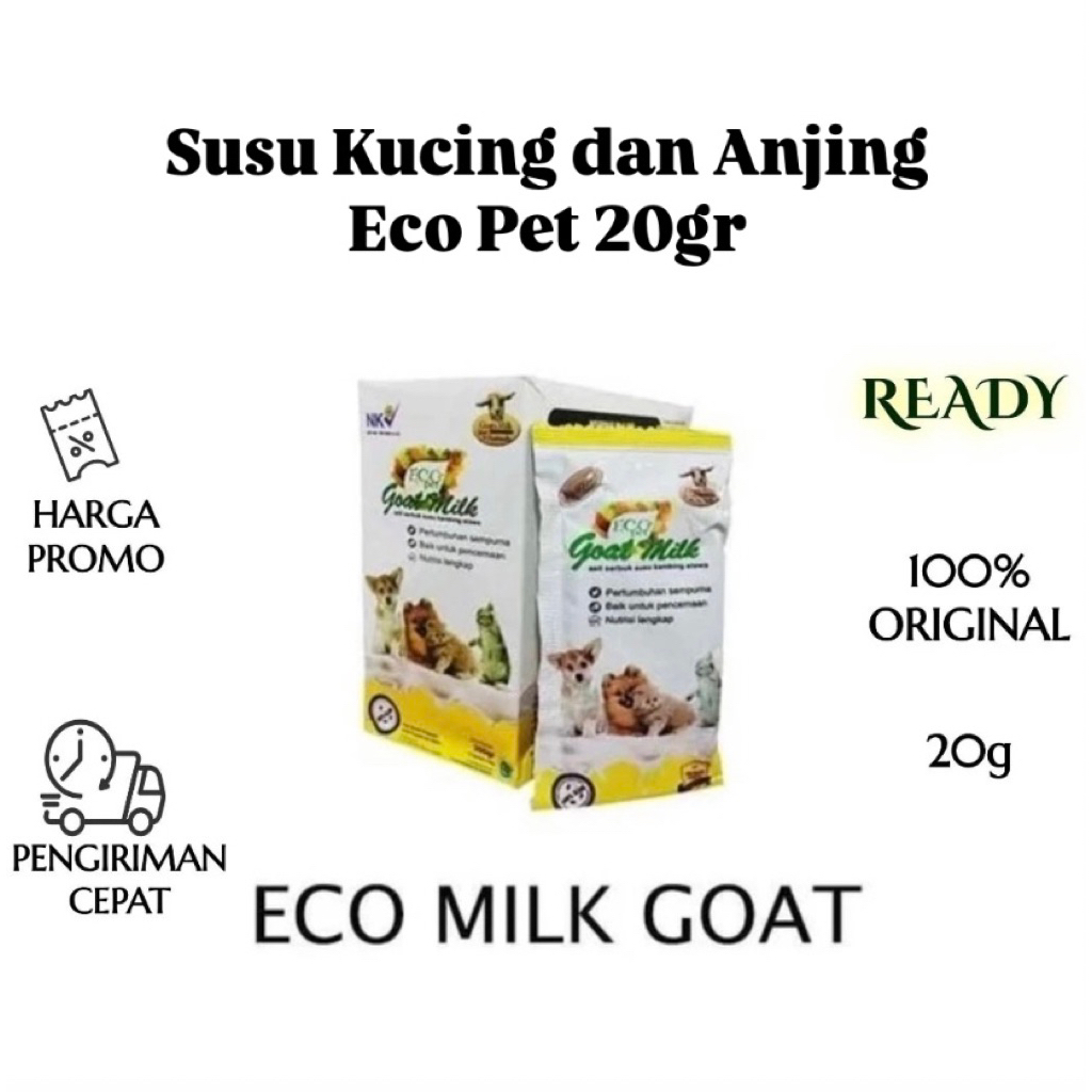 

Susu ECO MILK GOAT Susu Kucing dan Anjing 20g Per Sacshet