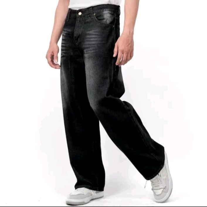 UNISEX Celana Jeans Pria Gombrang Tidak Street Unisex Bawah Lebar