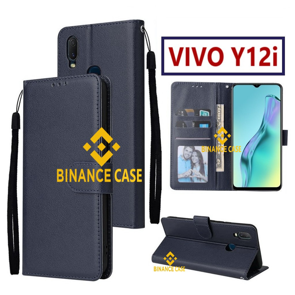 LEATHER FLIP CASE VIVO Y12i CASE KULIT FLIP WALLET LEATHER KULIT PREMIUM SARUNG BUKA TUTUP KESING HP