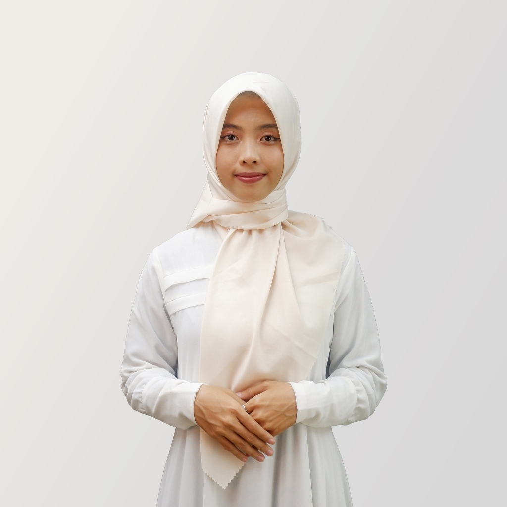HYRA Kerudung Voal Lasercut Hijab Segiempat Polos Warna Cream