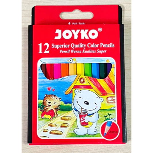 

JOYKO Pensil Warna 12 Warna Ukuran Pendek / Kecil [CP-S12]