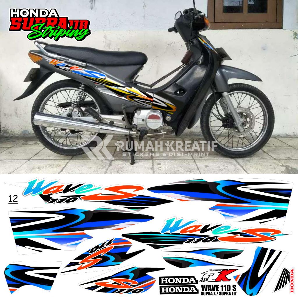 Striping Supra Lama Supra X 100 Decal Sticker Variasi Fit Lama V Wave
