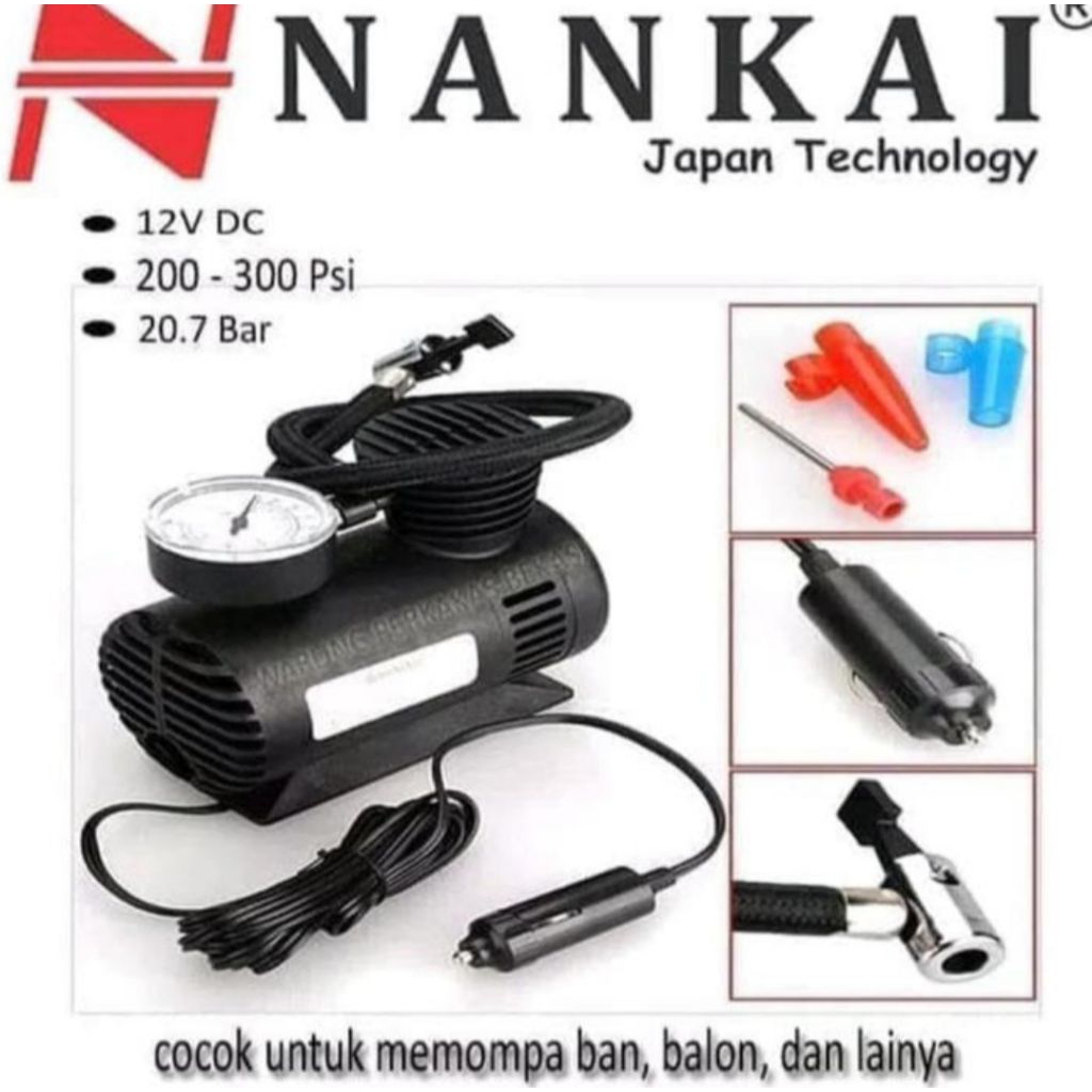 Kompresor Mini Merk NANKAI Mini Pompa Angin Ban Mobil Kompresor 12V