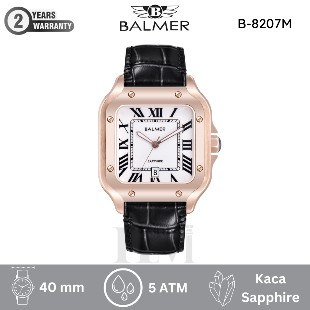 BALMER B-8207M Jam Tangan Pria Original Analog Sapphire Kulit Cartier Antiair