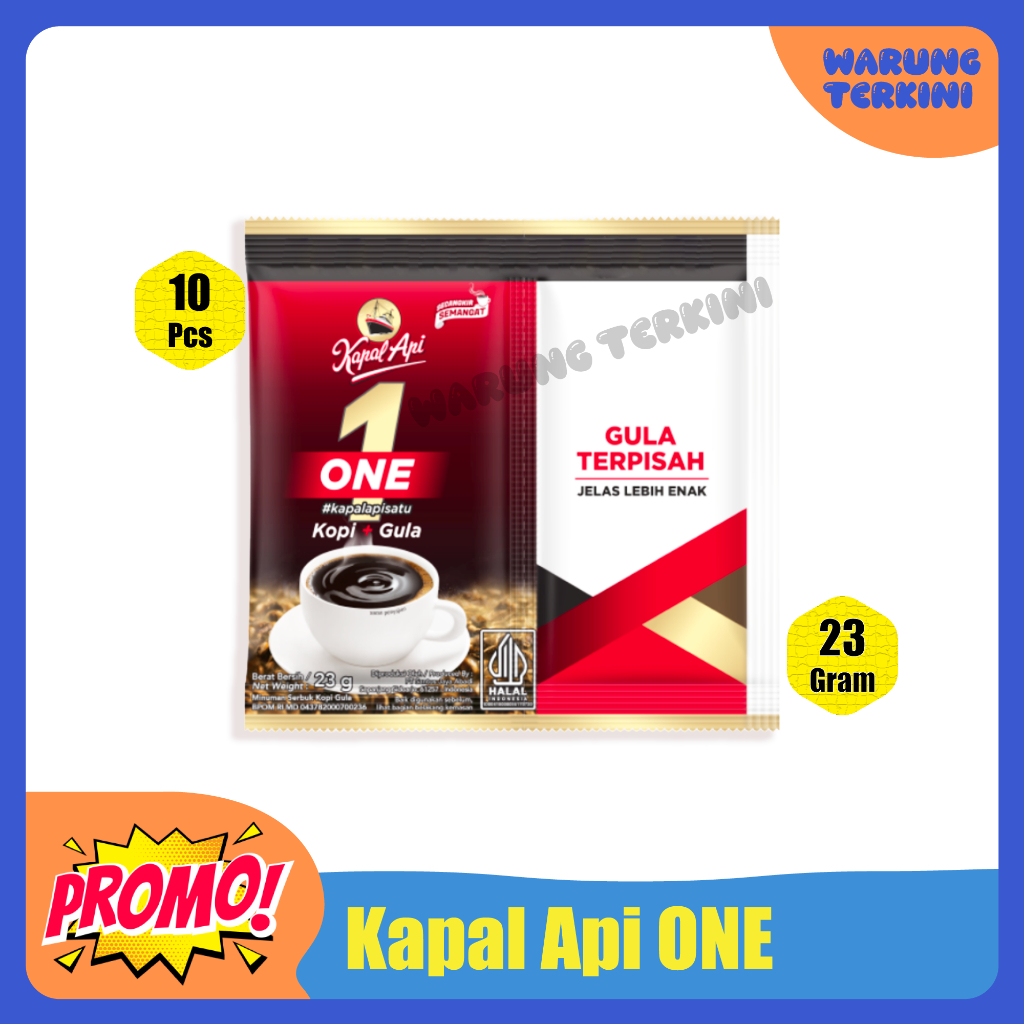 

Kopi Kapal Api One (Kopi+Gula) 23g 1 Renceng | Gula Terpisah Jelas Lebih Enak