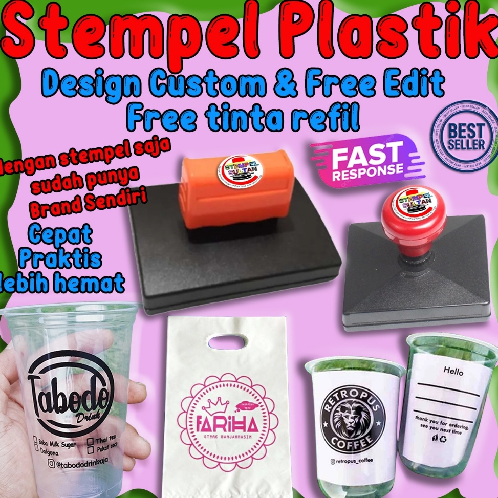 

KODE H14V STEMPEL PLASTIK STEROFOM GELAS CUP MIKA design custom GRATIS TINTA REFIL