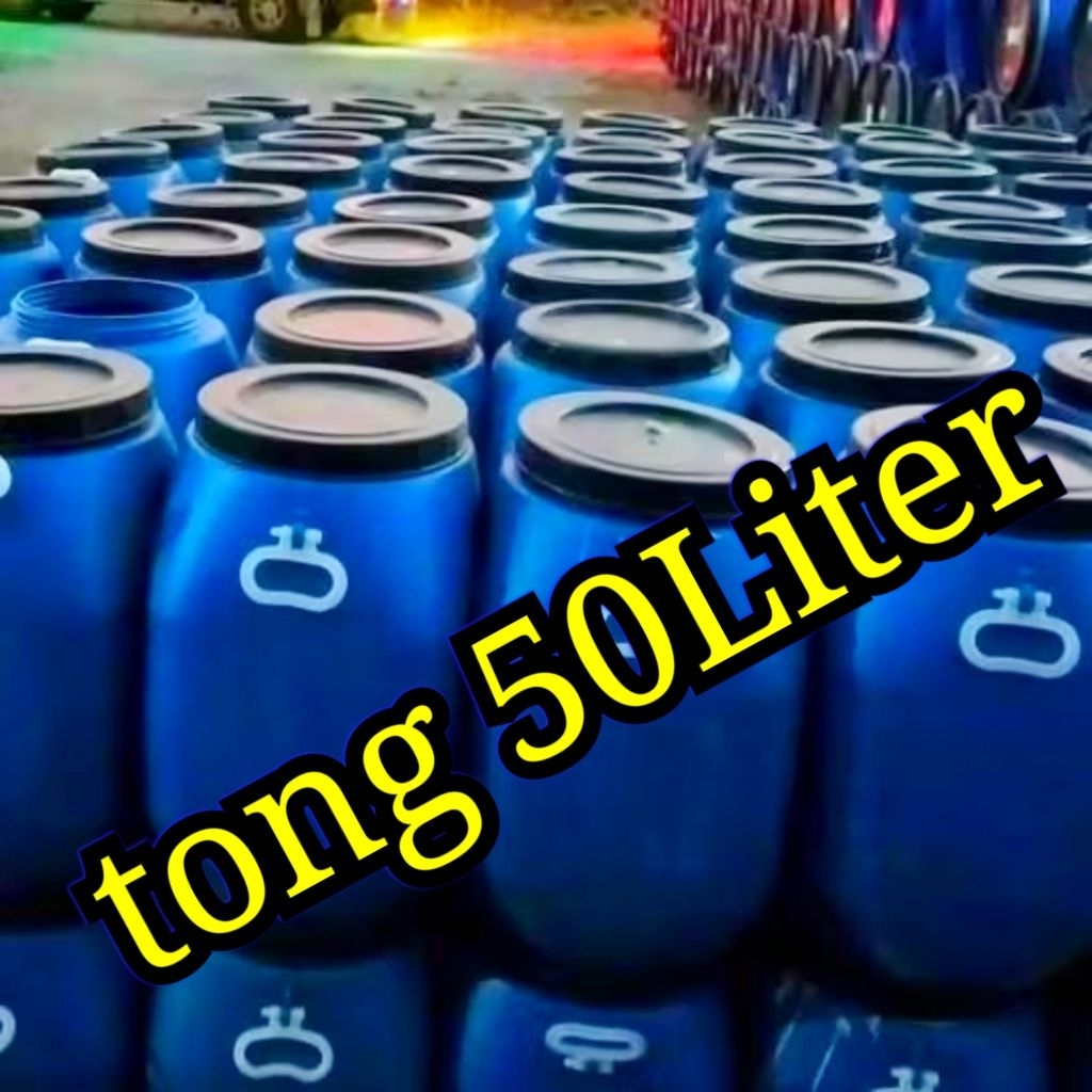 drum plastik.ukuran 50liter tutup drat putar.tebal hdpe tahan cuaca.