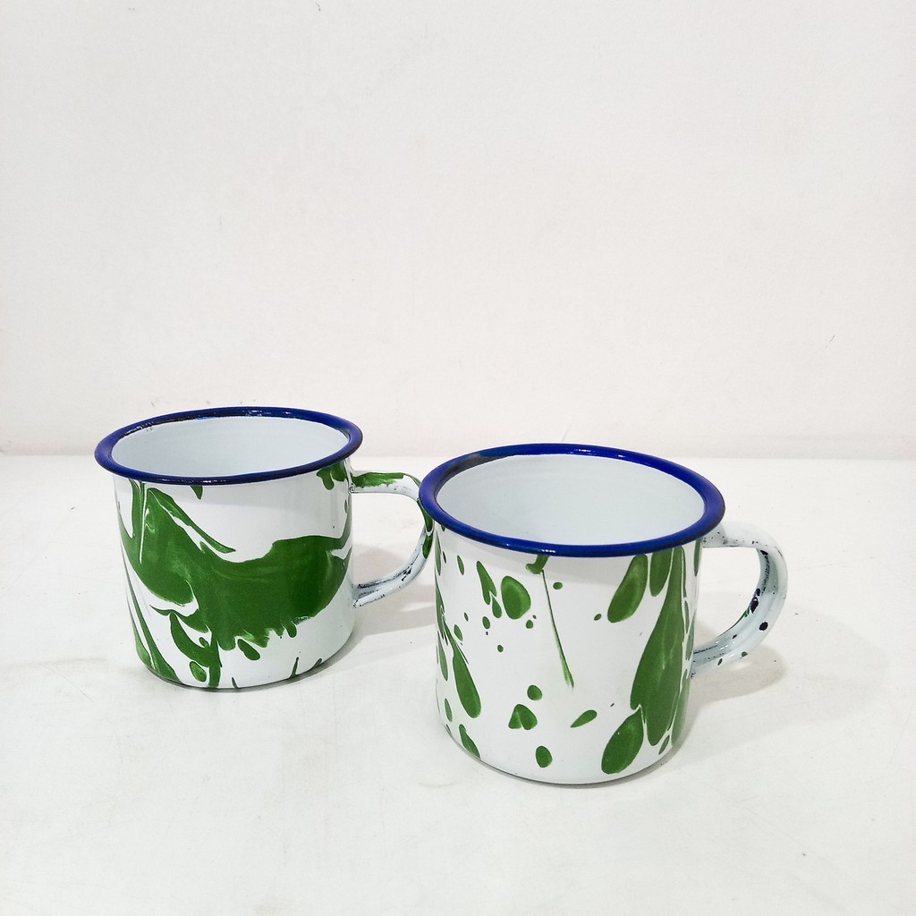 Gelas Cangkir Blurik Enamel Jadul Gelas kopi Blirik 7 cm