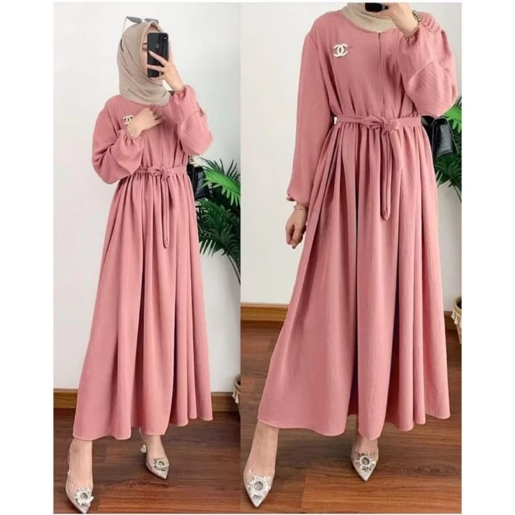 MIDI DRES CRINKLE WANITA MUSLIM TERLARIS