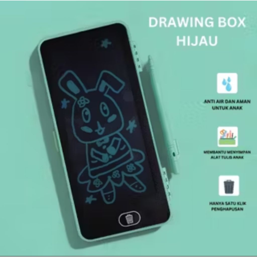 

KPC _ kotak pensil case besar LCD writing drawing box 2 in 1