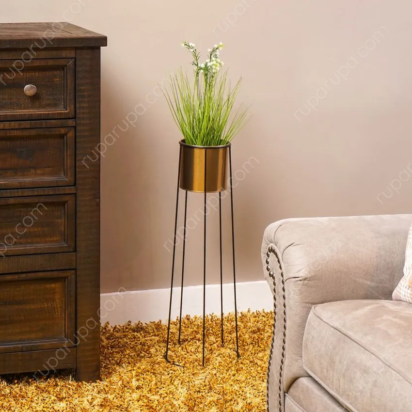 Informa Pot Tanaman Dengan Stand 25x71 Cm - Gold