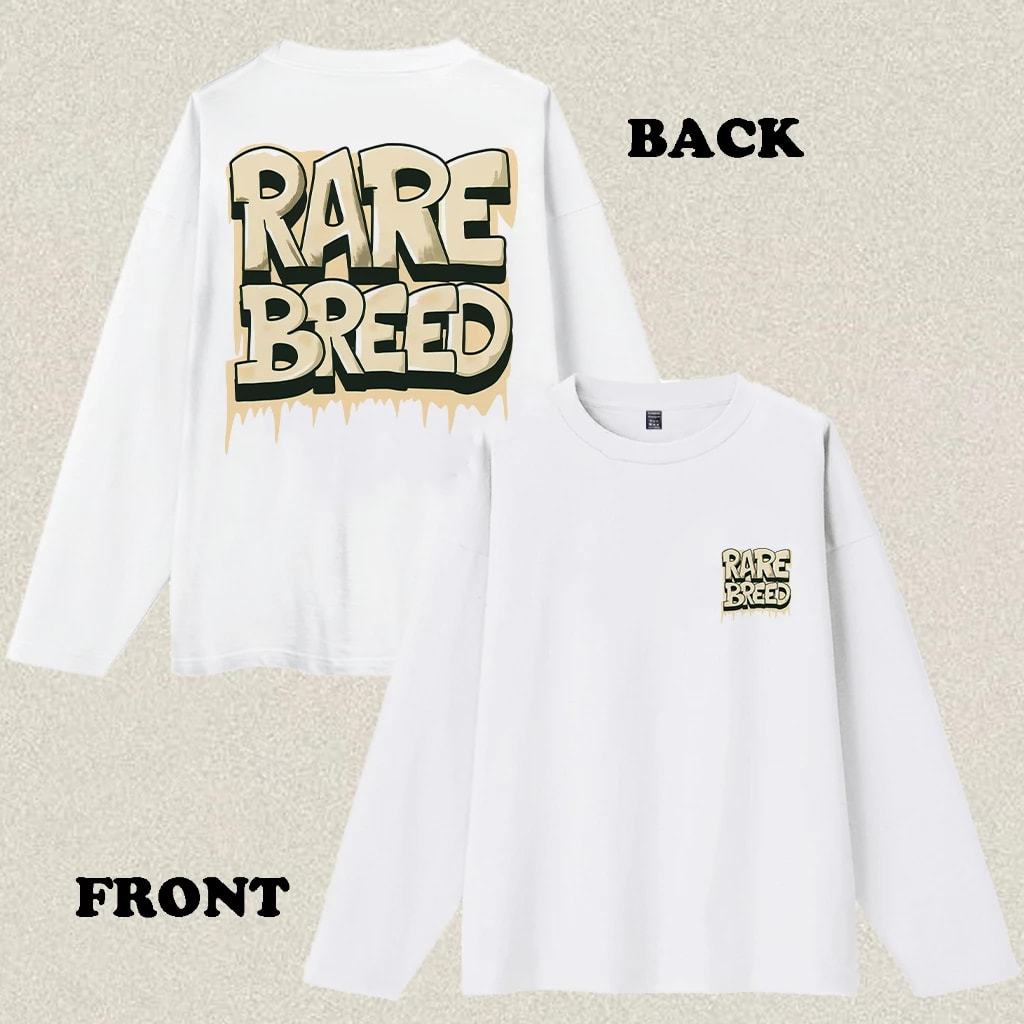 Kaos Distro Pria Lengan Panjang Original 100% "RAREBREED" 2025 Motif Tulisan Unisex Terbaru | Kaos O