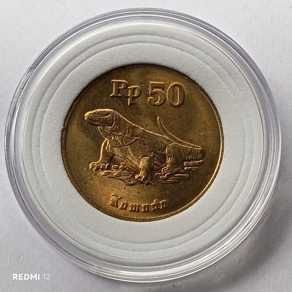 uang koin 50 rupiah komodo tahun 1991 gres luster bonus kapsul