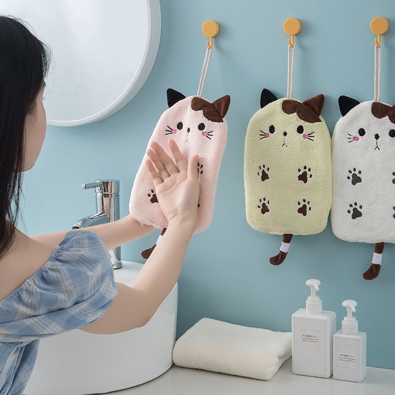 Baru Lap Tangan Gantung Kucing Microfiber  Serbet Gantung Cat