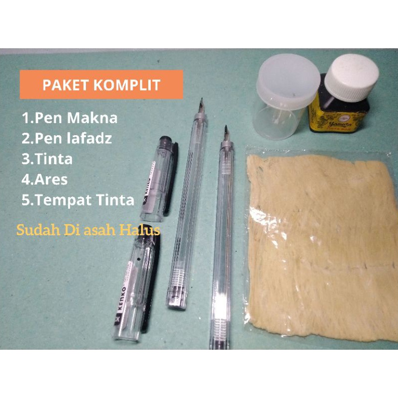 

KODE D33R Paket komplit pen tutul kalam sudah di asah kaligrafi kitab kuning