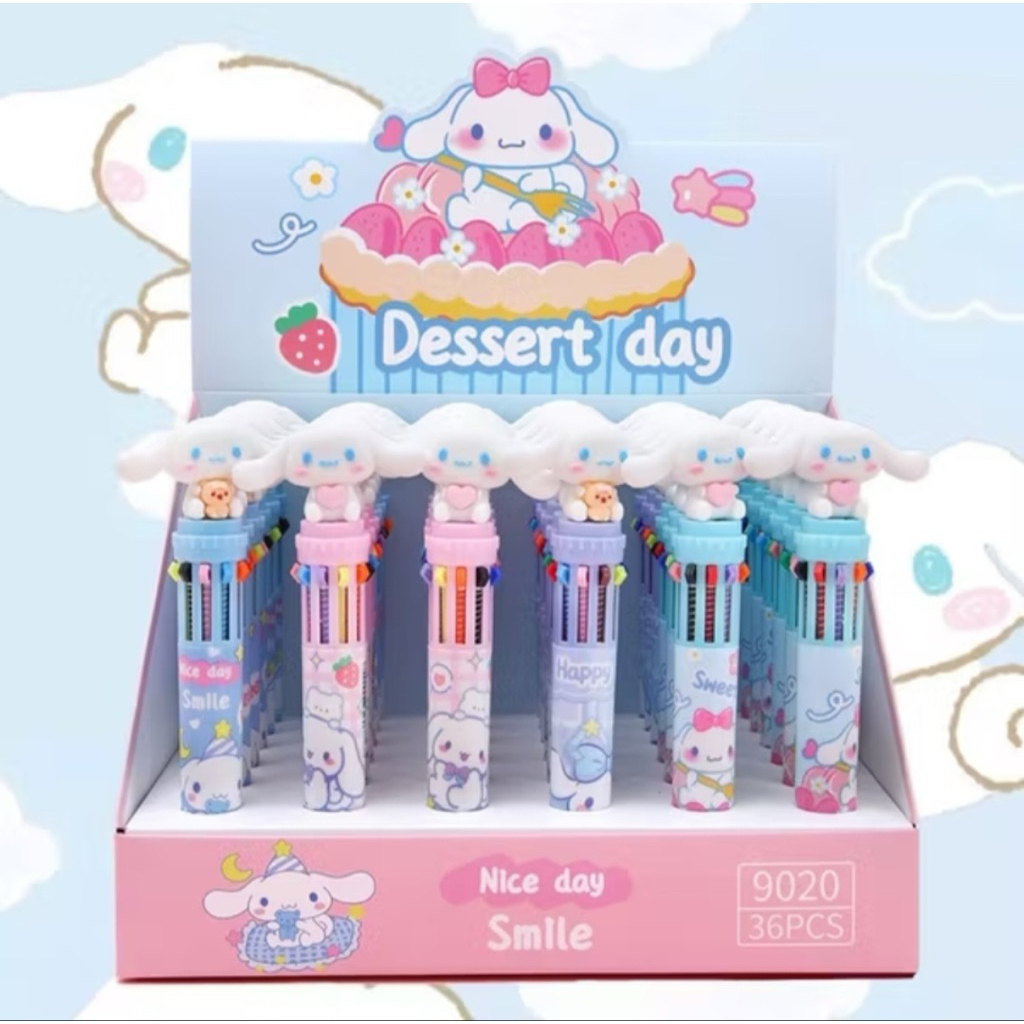 

Pulpen Pena bolpoin 10 warna yang lucu bentuk kartun Sanrio Cinnamoroll