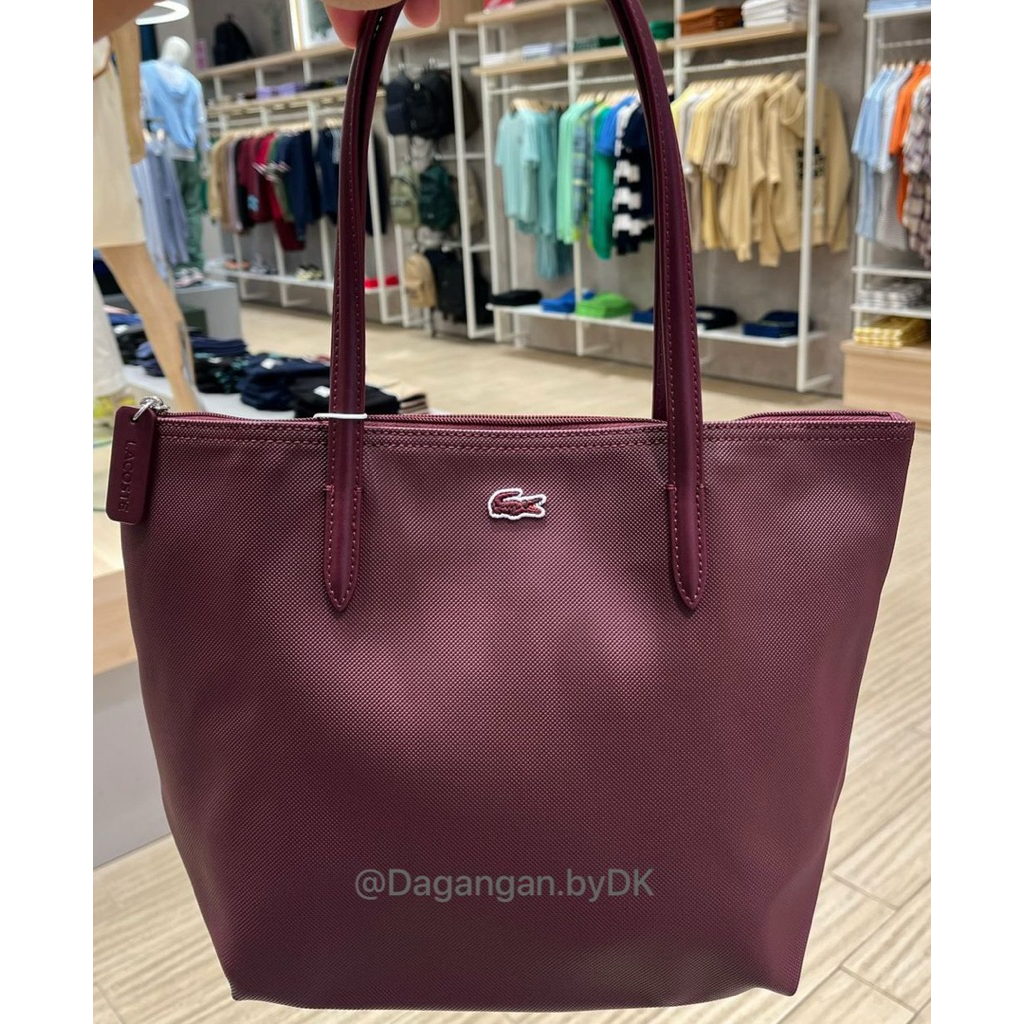Tas Tote Bag Lacoste Small Size Original Barang Resmi 100% Red Maroon (Limited)