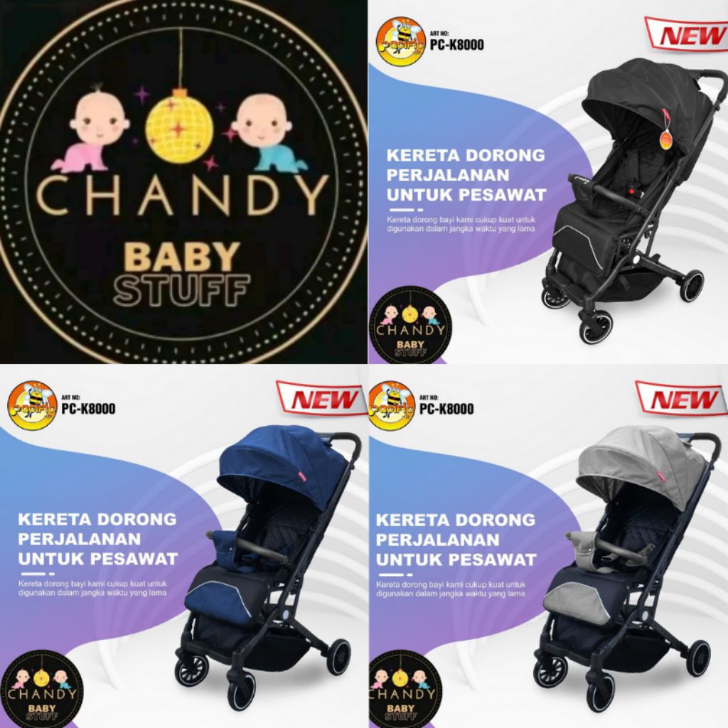 BABY STROLLER PACIFIC PC K8000 TERBARU ONE HAND FOLD