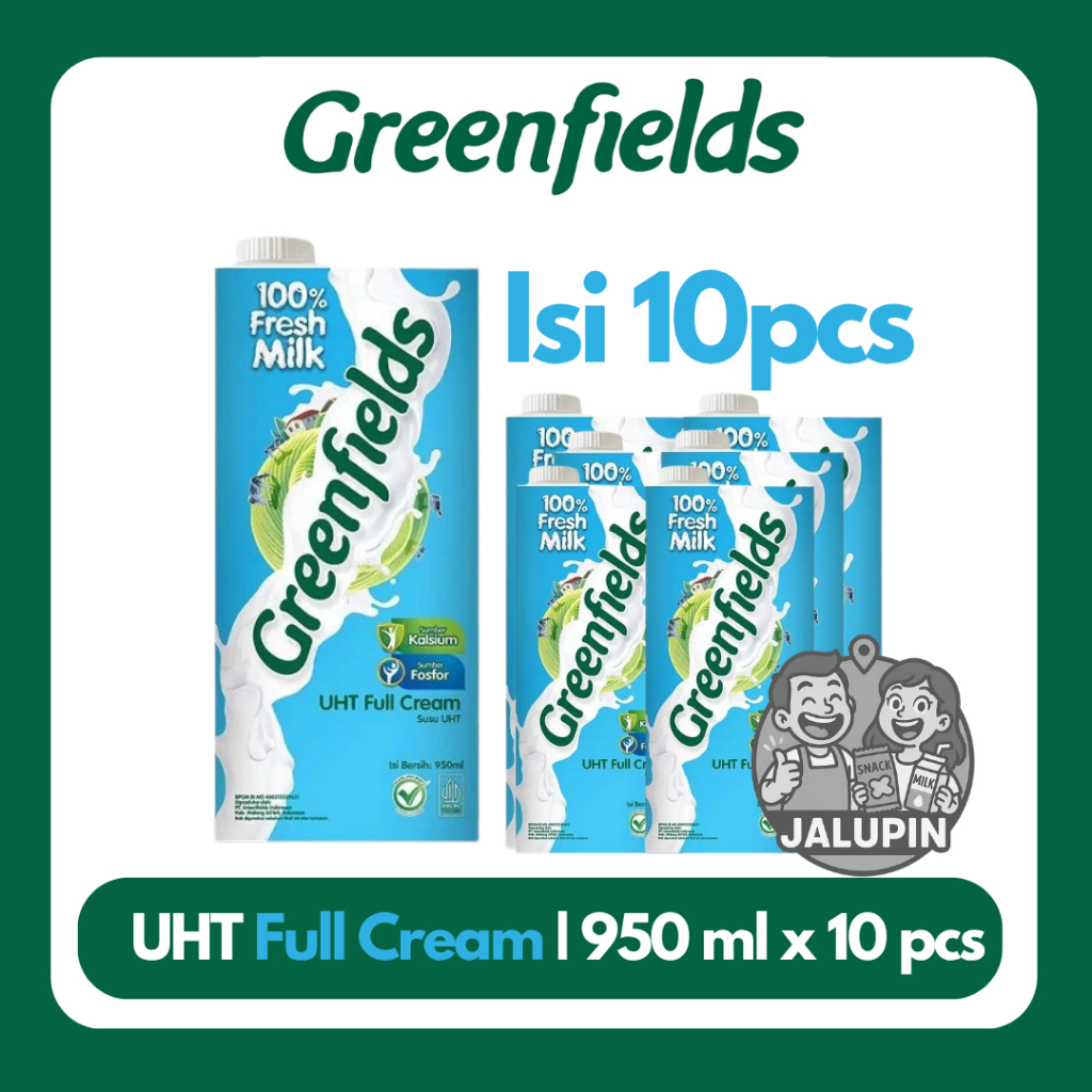 

[KEMASAN 950ML x 10PCS] Susu Greenfields UHT Full Cream, Strawberry, Chocolate 950ml